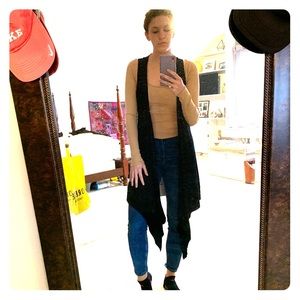 Black and Tan sleeveless cardigan